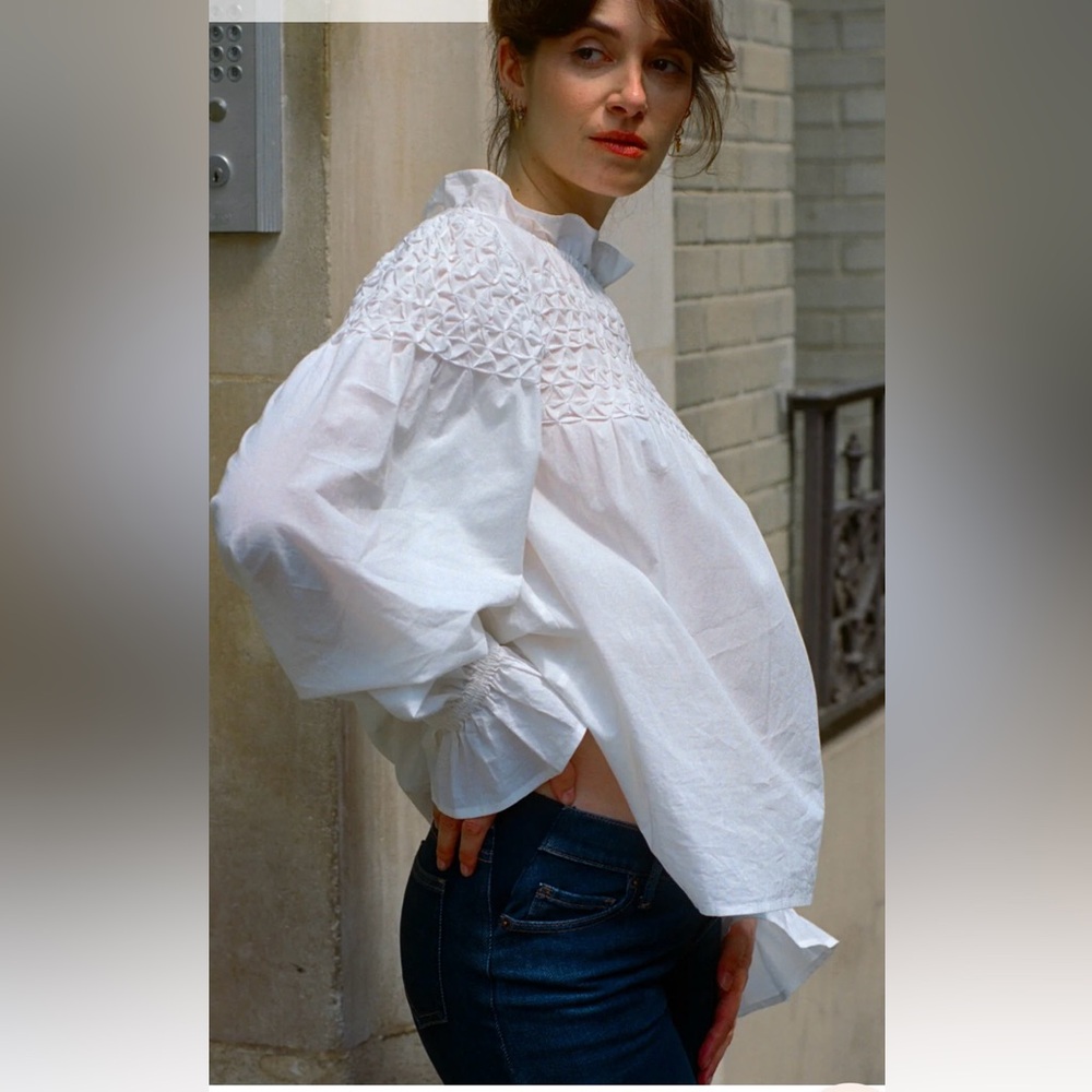 Hatch White Smocked Blouse